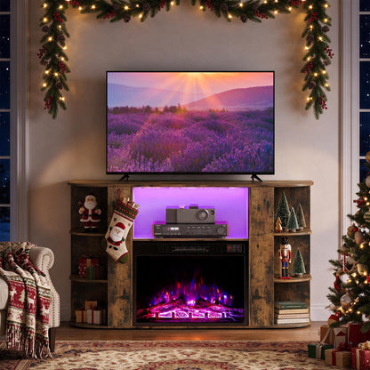 23” Electric Fireplace and 50” Fireplace TV Stand with RGB Lights for Living Room