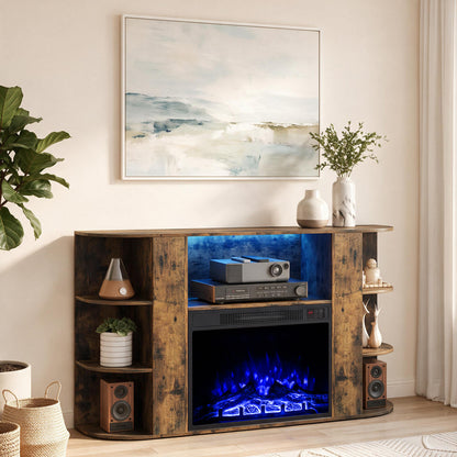 23” Electric Fireplace and 50” Fireplace TV Stand with RGB Lights for Living Room