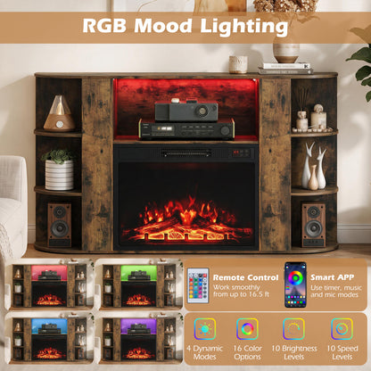 23” Electric Fireplace and 50” Fireplace TV Stand with RGB Lights for Living Room