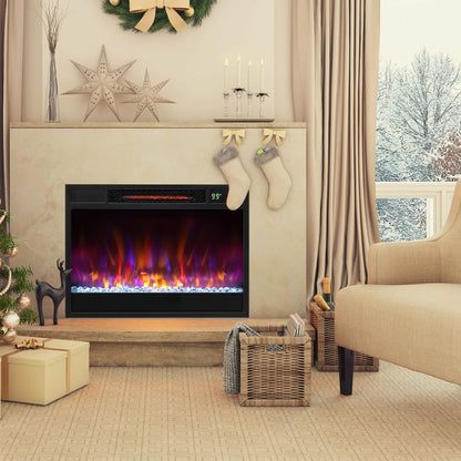 23 Inch 1500W Recessed Electric Fireplace Insert with Remote Control