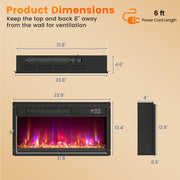 18/23/26 Inch 1500W Electric Fireplace Insert with Remote Control-23 inches