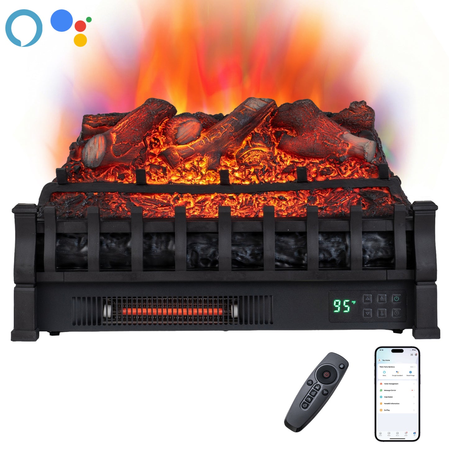 23" WiFi Electric Fireplace Insert with App & Remote Control