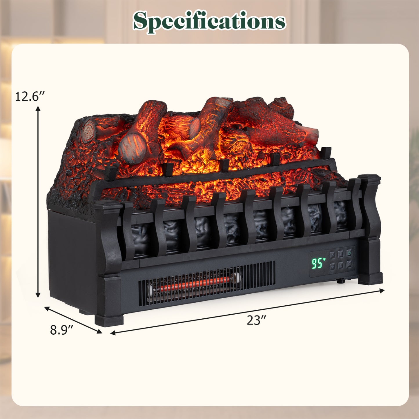 23" WiFi Electric Fireplace Insert with App & Remote Control