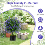 23 Inch Set of 2 Artificial Lavender Topiary Ball Trees with Cement-Filled Pot-Purple