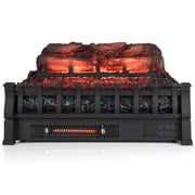 23 Inch Infrared Quartz Electric Fireplace Pinewood Log Heater with Adjustable Flame-Black