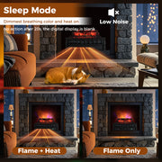 23 Inch Infrared Quartz Electric Fireplace Pinewood Log Heater with Adjustable Flame-Black