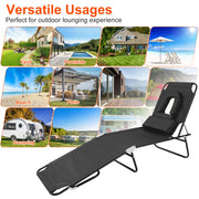 Folding Tanning Lounge Chair with Face Hole