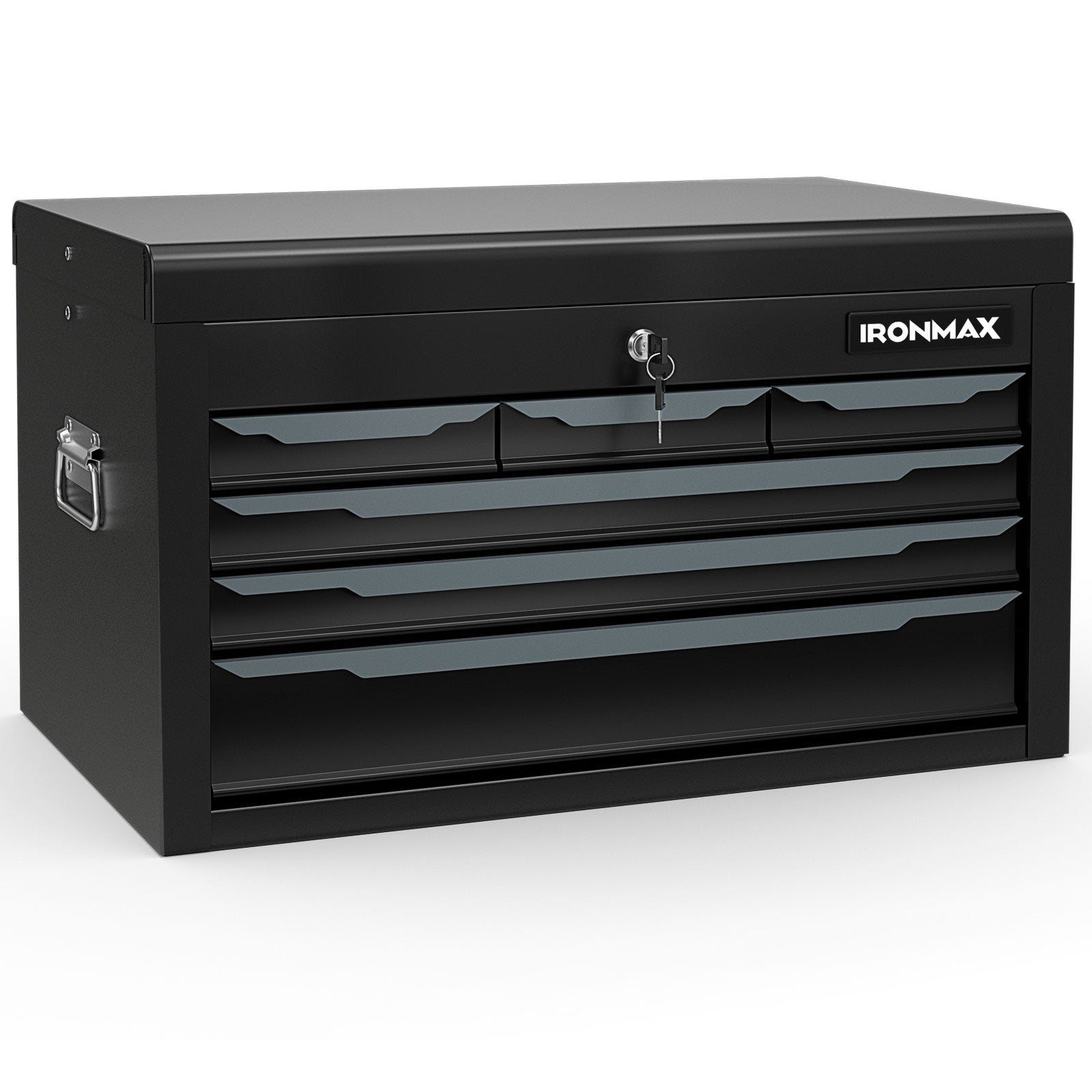 24 Inch Tool Chest Case with 6 Drawers and Top Storage for Garage Repair Shop & Warehouse-Red - Black