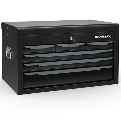 24 Inch Tool Chest Case with 6 Drawers and Top Storage for Garage Repair Shop & Warehouse-Red - Black