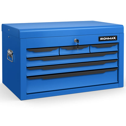 24 Inch Tool Chest Case with 6 Drawers and Top Storage for Garage Repair Shop & Warehouse-Red - Blue