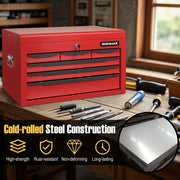 24 Inch Tool Chest Case with 6 Drawers and Top Storage for Garage Repair Shop & Warehouse-Red