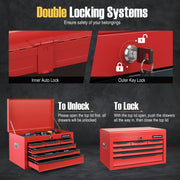 24 Inch Tool Chest Case with 6 Drawers and Top Storage for Garage Repair Shop & Warehouse-Red