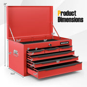 24 Inch Tool Chest Case with 6 Drawers and Top Storage for Garage Repair Shop & Warehouse-Red