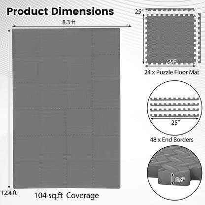 24Tiles 1/2" Puzzle Exercise Floor Mats