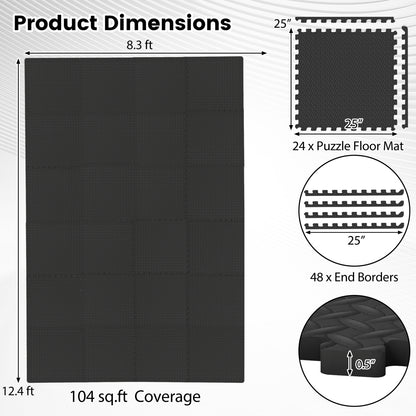 24Tiles 1/2" Puzzle Exercise Floor Mats