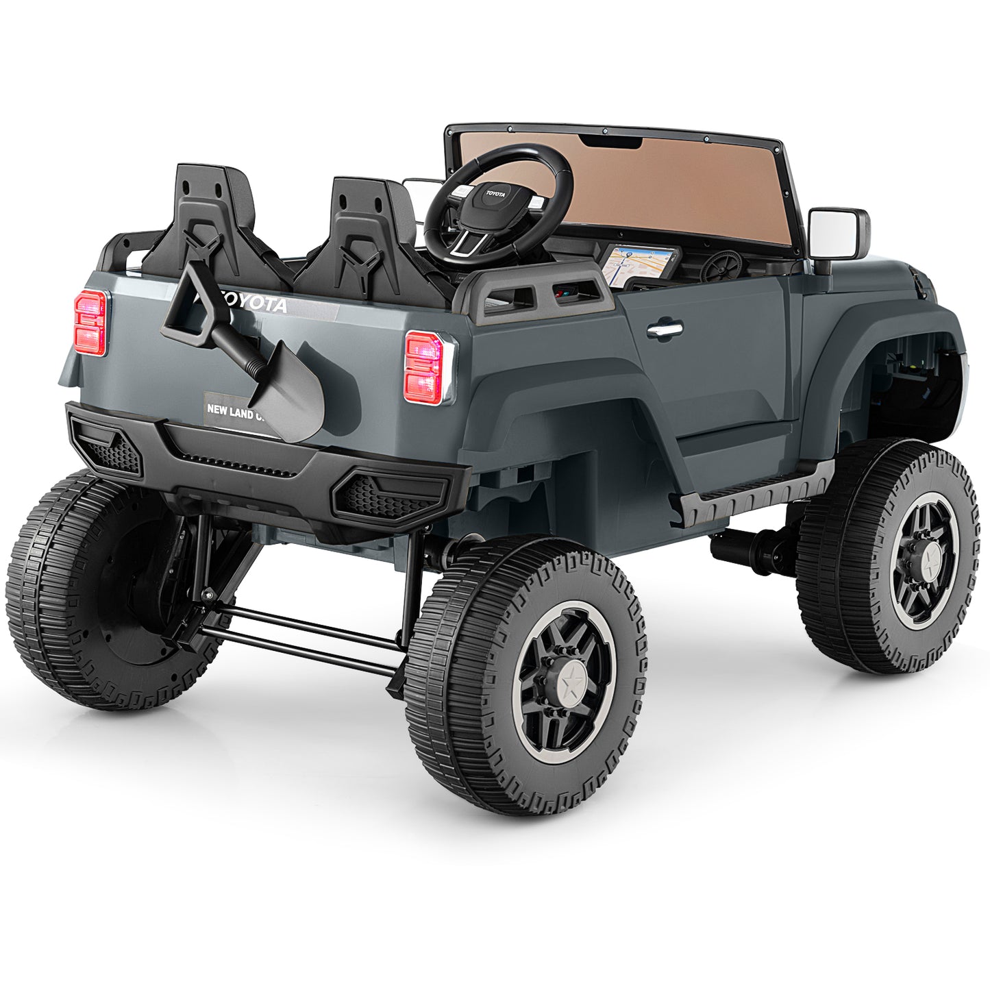 24V 2 Seater Ride on Car 4WD/2WD Switchable for Kids with Remote for Ages 3+-Gray