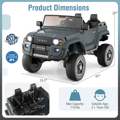 24V 2 Seater Ride on Car 4WD/2WD Switchable for Kids with Remote for Ages 3+-Gray