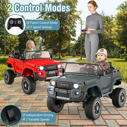 24V 2 Seater Ride on Car 4WD/2WD Switchable for Kids with Remote for Ages 3+-Gray