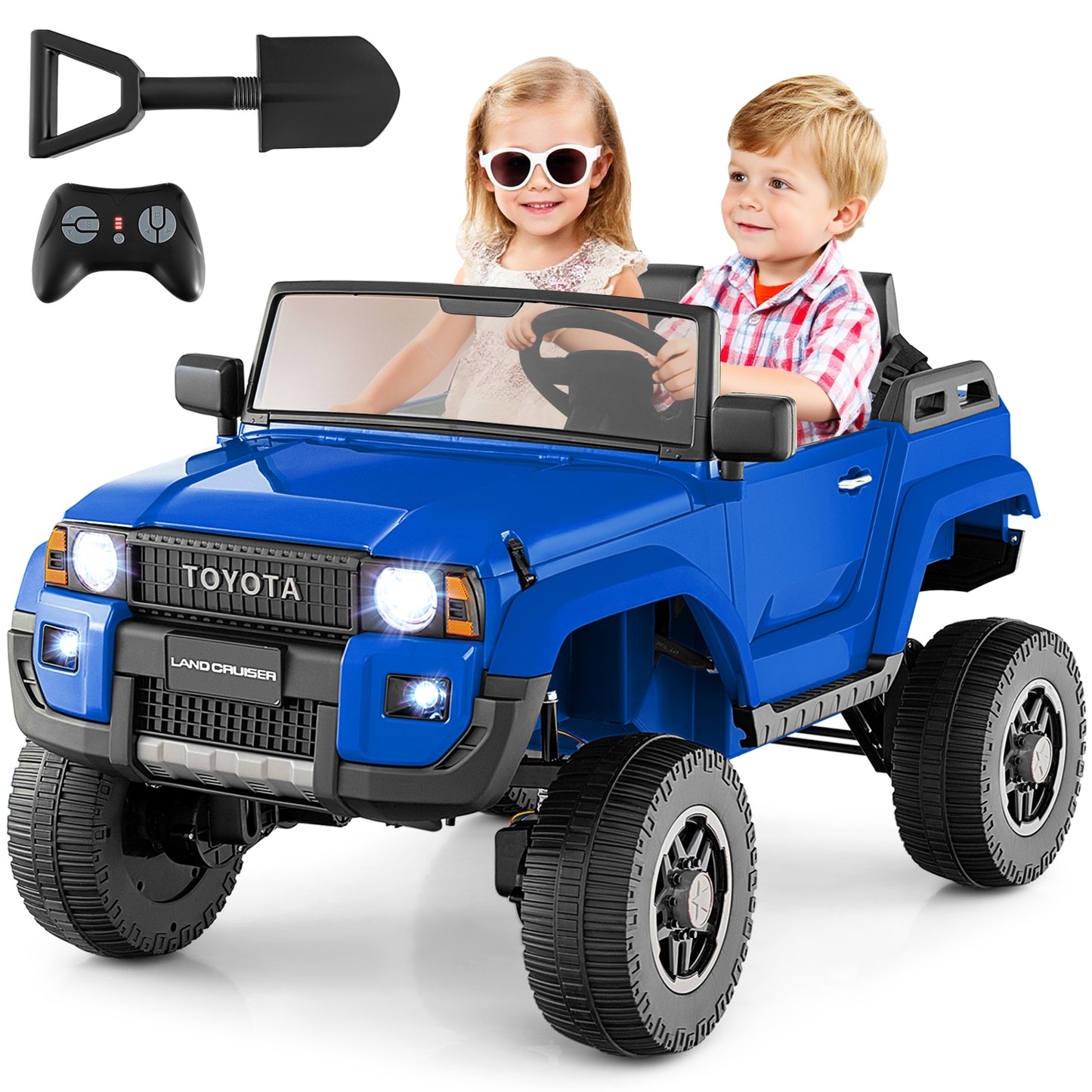 24V 2 Seater Ride on Car 4WD/2WD Switchable for Kids with Remote for Ages 3+-Navy