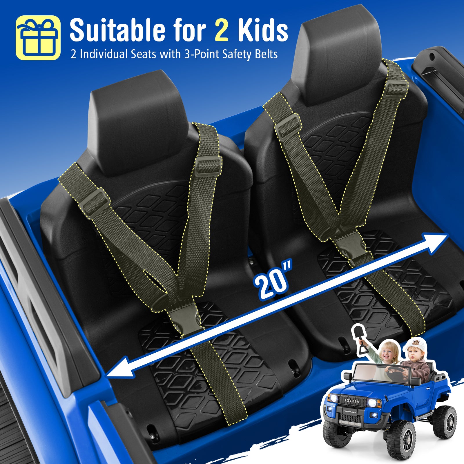 24V 2 Seater Ride on Car 4WD/2WD Switchable for Kids with Remote for Ages 3+-Navy