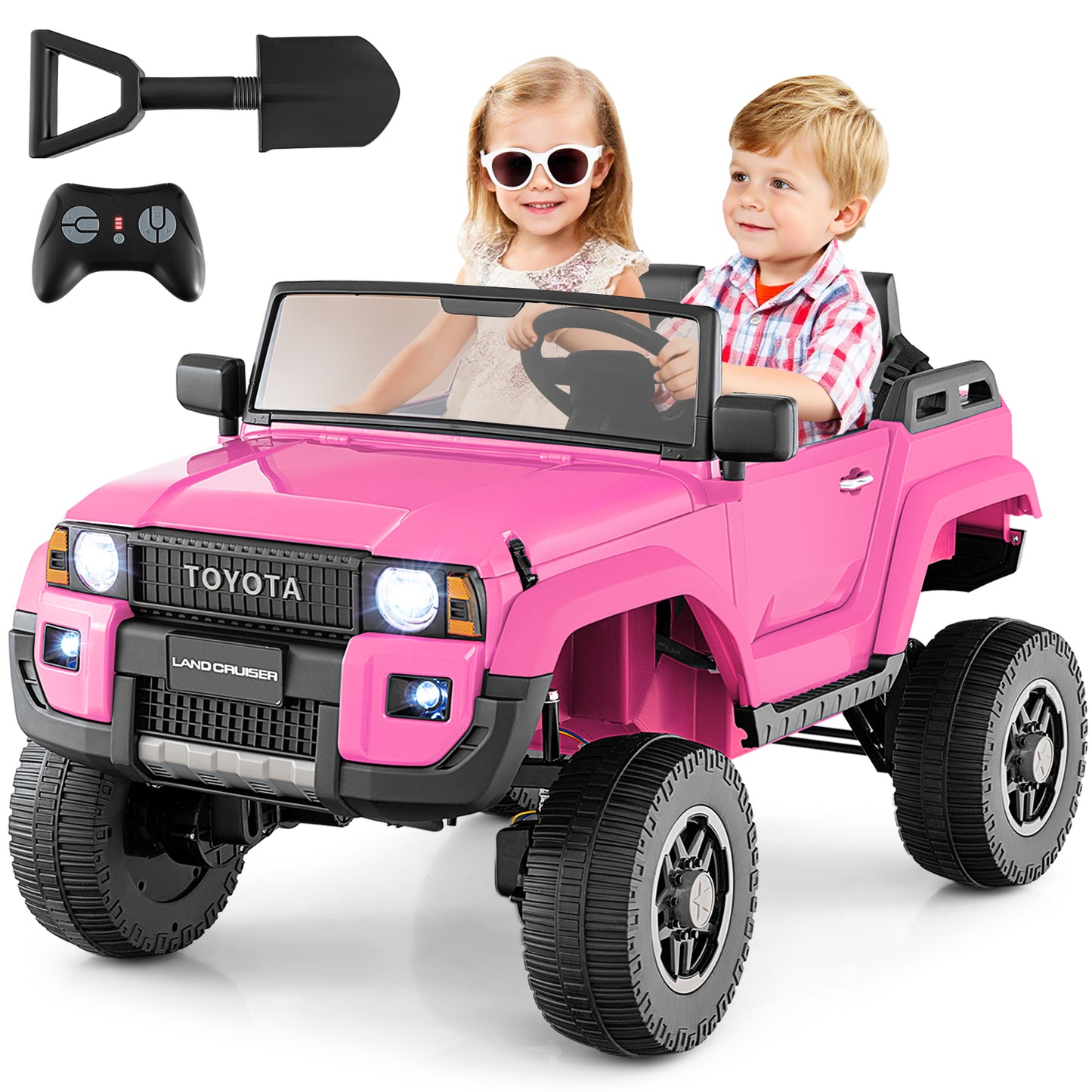 24V 2 Seater Ride on Car 4WD/2WD Switchable for Kids with Remote for Ages 3+-Pink