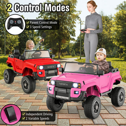 24V 2 Seater Ride on Car 4WD/2WD Switchable for Kids with Remote for Ages 3+-Pink