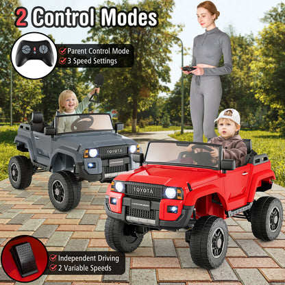 24V 2 Seater Ride on Car 4WD/2WD Switchable for Kids with Remote for Ages 3+-Red