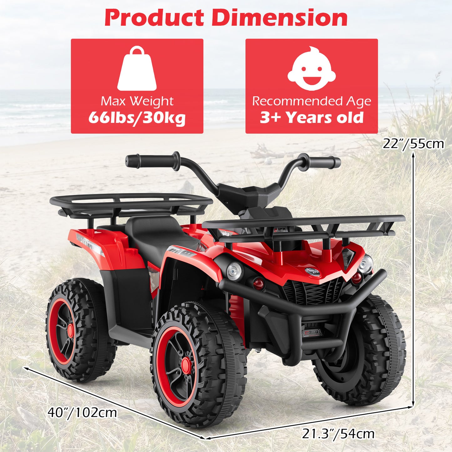 24V Electric Ride On Quad with LED Headlights
