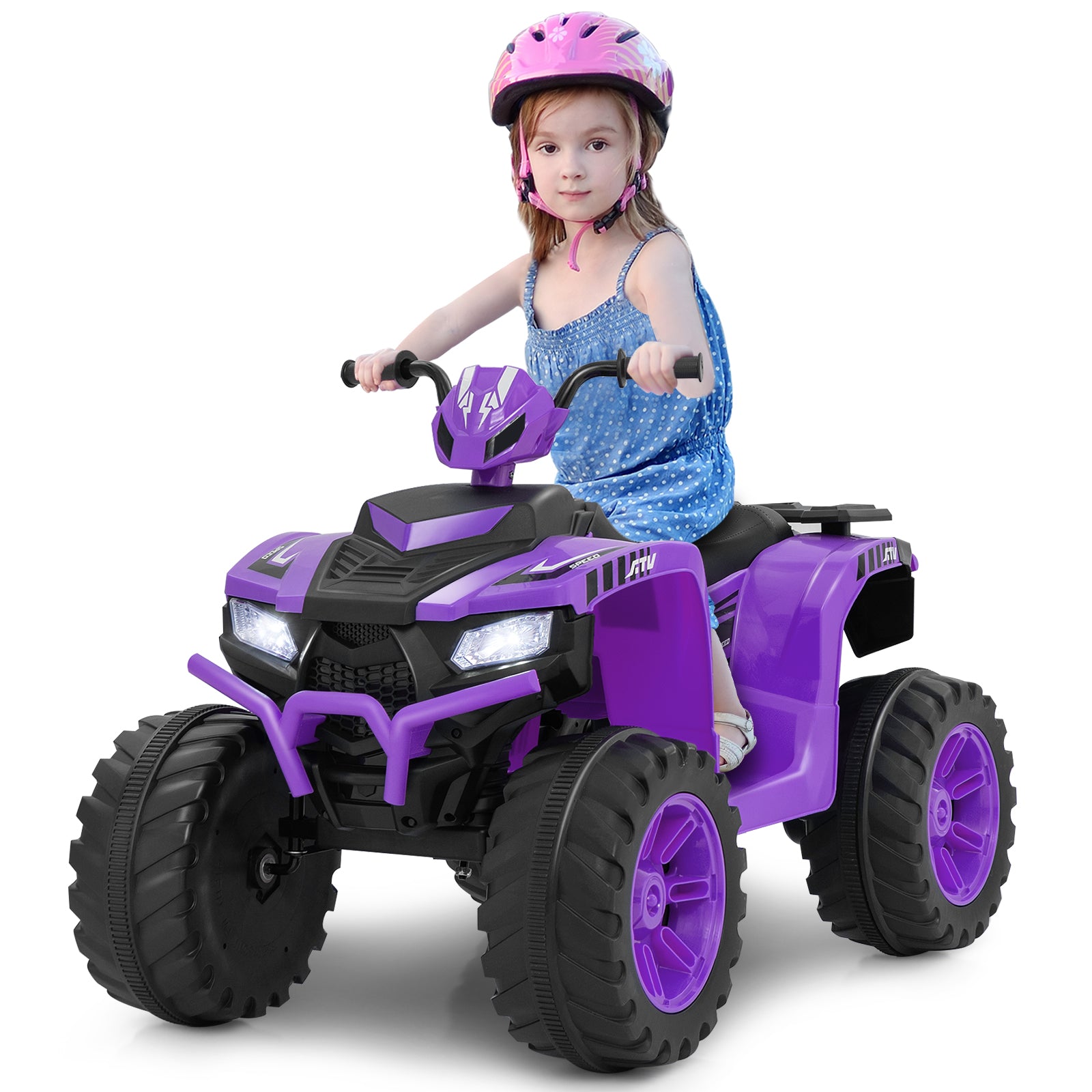 24V Kids Ride-On Electric ATV with Wireless Connection for Toddlers 3-8 Years Old-Purple - Purple