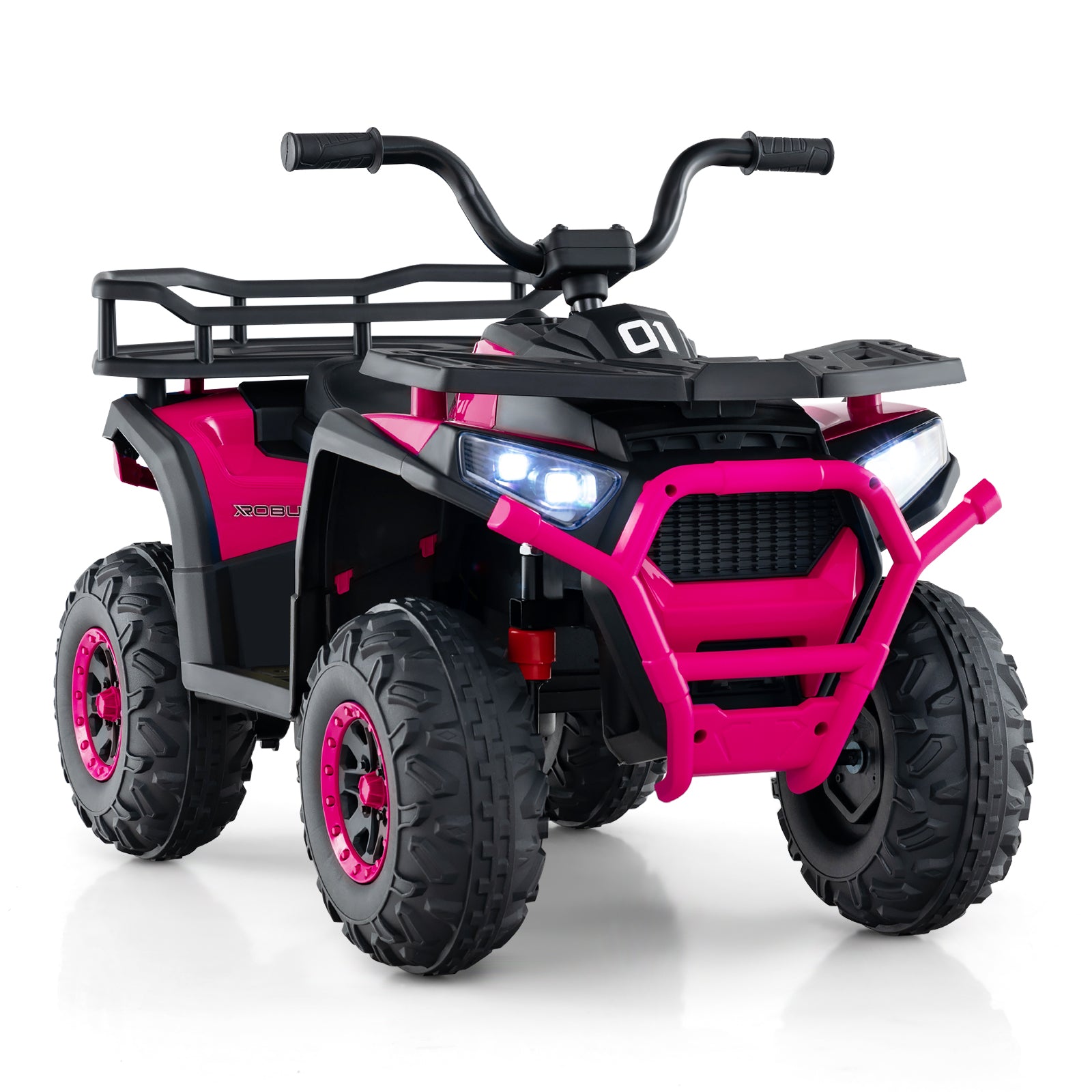 24V Kids Ride on Electric ATV Quad Car with Realistic Sounds and LED Lights-Pink