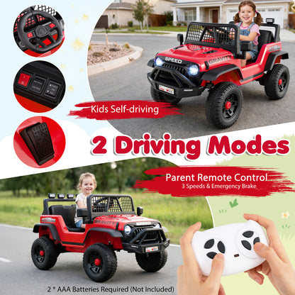 24V Ride On Car for Kids with Parent Remote Control and Music-Red