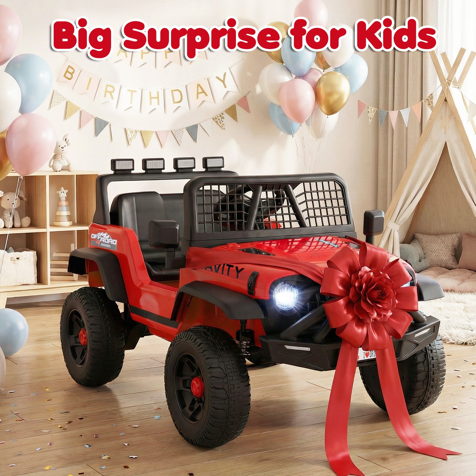 24V Ride On Car for Kids with Parent Remote Control and Music-Red