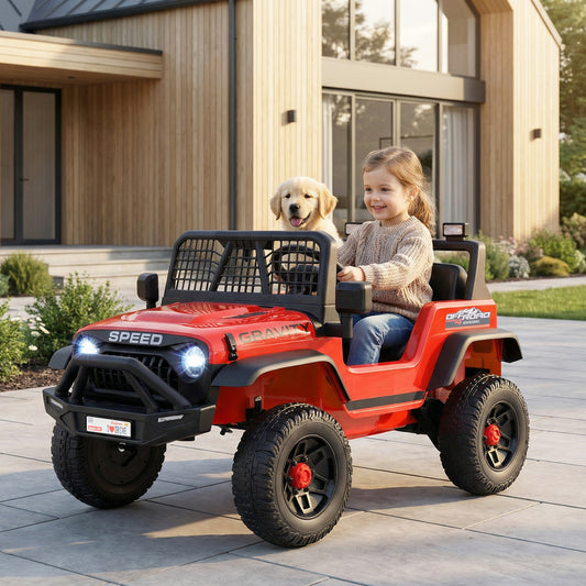 24V Ride On Car for Kids with Parent Remote Control and Music-Red