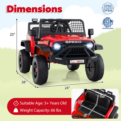 24V Ride On Car for Kids with Parent Remote Control and Music-Red