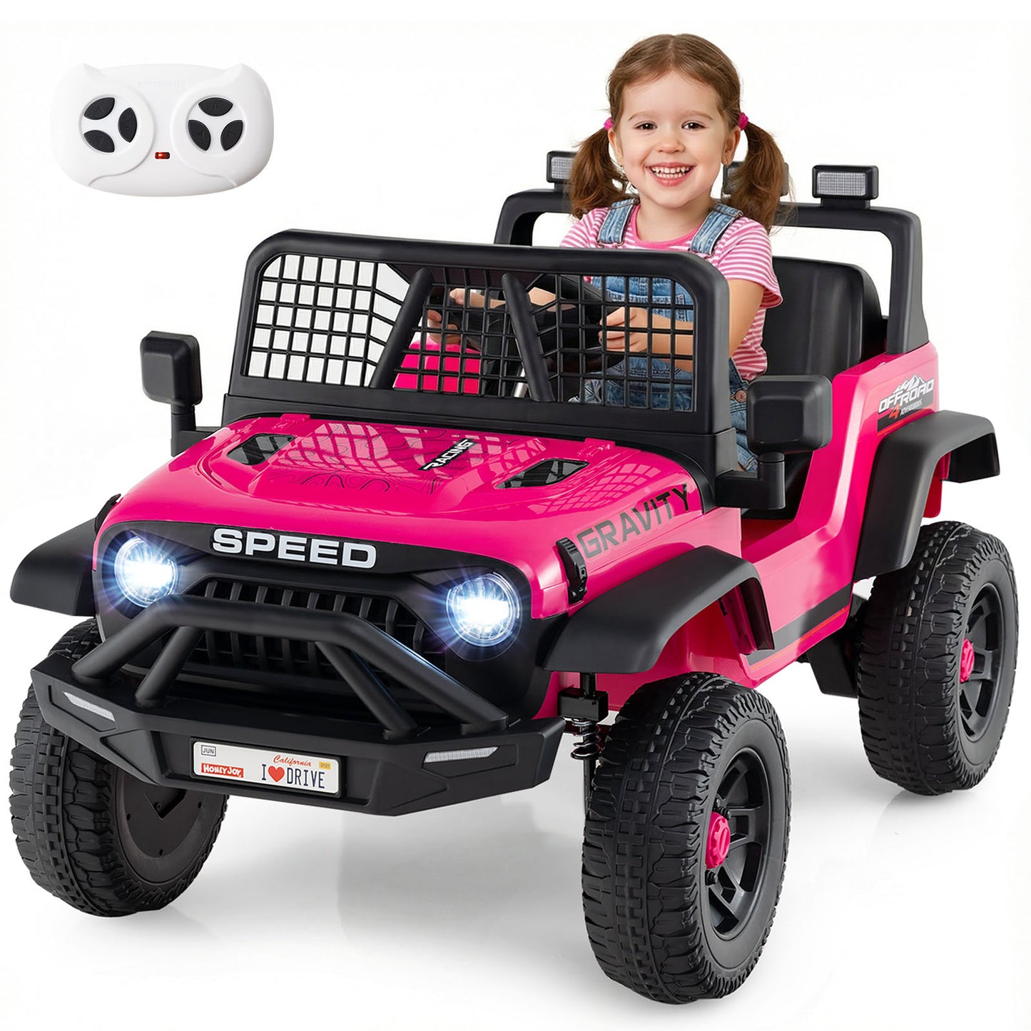 24V Ride On Car for Kids with Parent Remote Control and Music-Pink