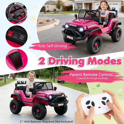 24V Ride On Car for Kids with Parent Remote Control and Music-Pink