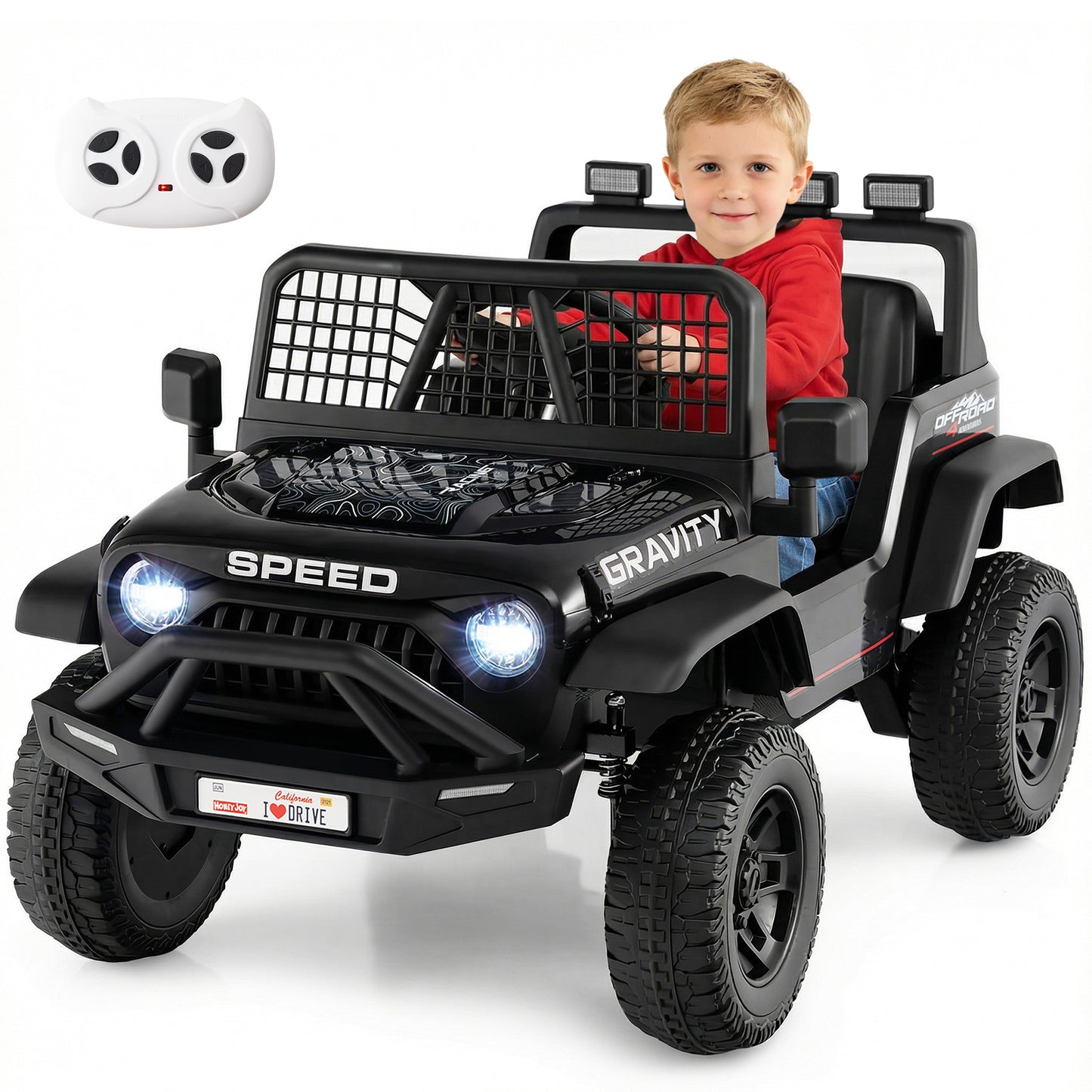 24V Ride On Car for Kids with Parent Remote Control and Music-Black