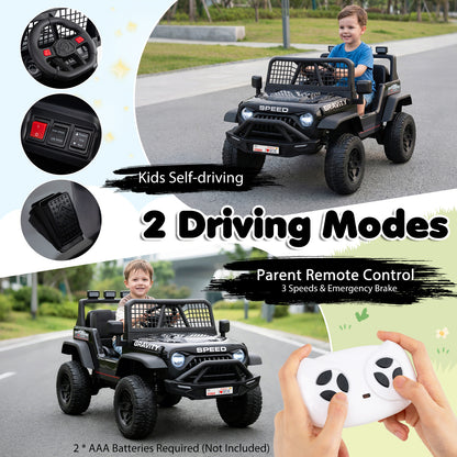 24V Ride On Car for Kids with Parent Remote Control and Music-Black
