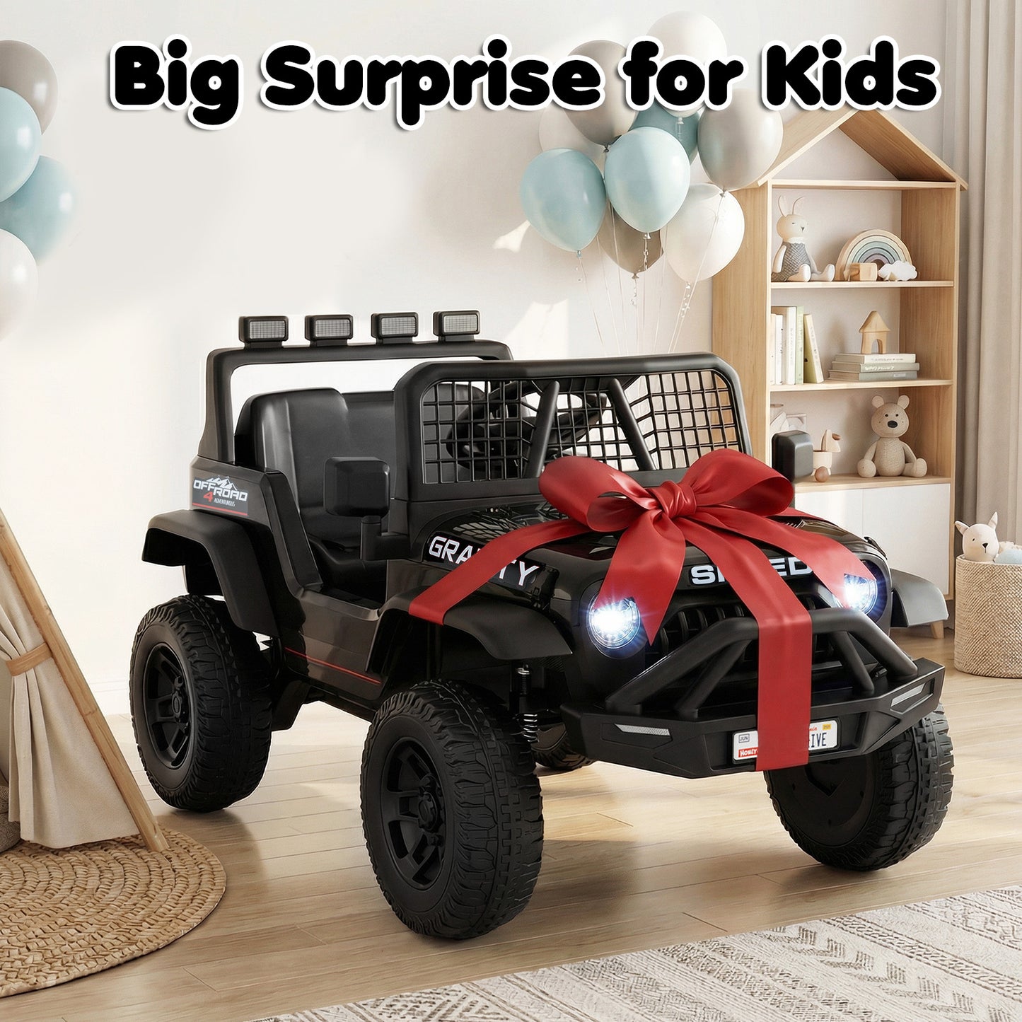 24V Ride On Car for Kids with Parent Remote Control and Music-Black
