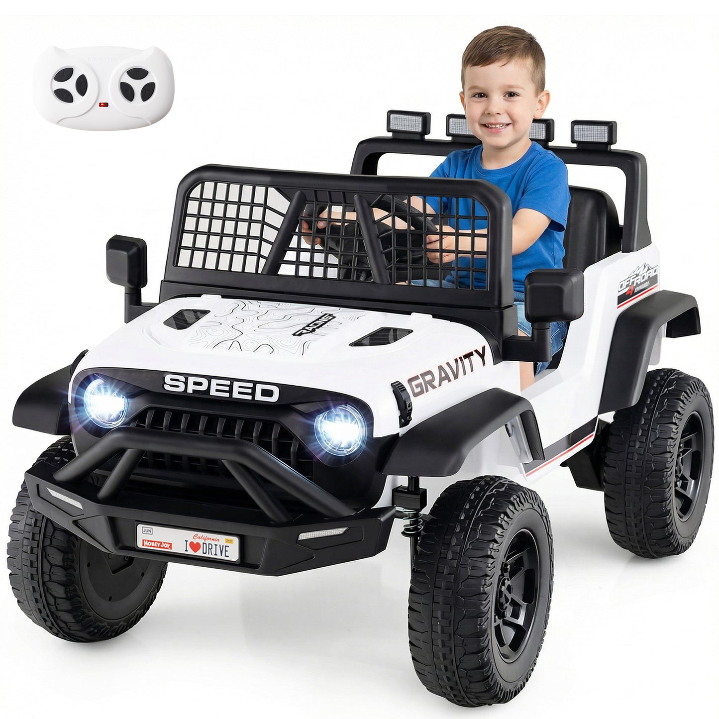 24V Ride On Car for Kids with Parent Remote Control and Music-White