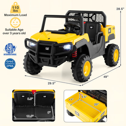 24V Ride-On Dump Truck 2-Seater with Remote Control - Yellow