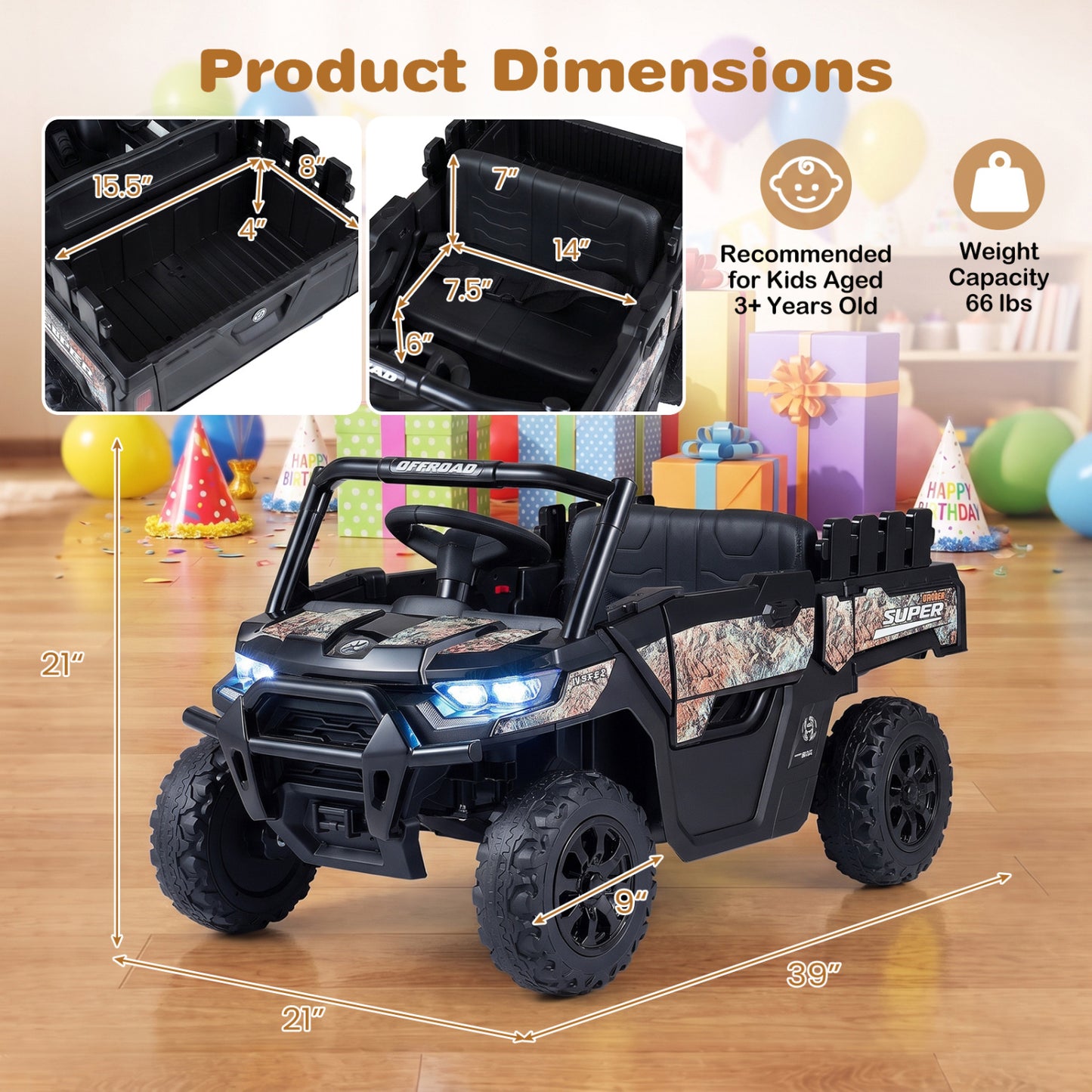 24V Ride On Dump Truck with Remote Control and Music