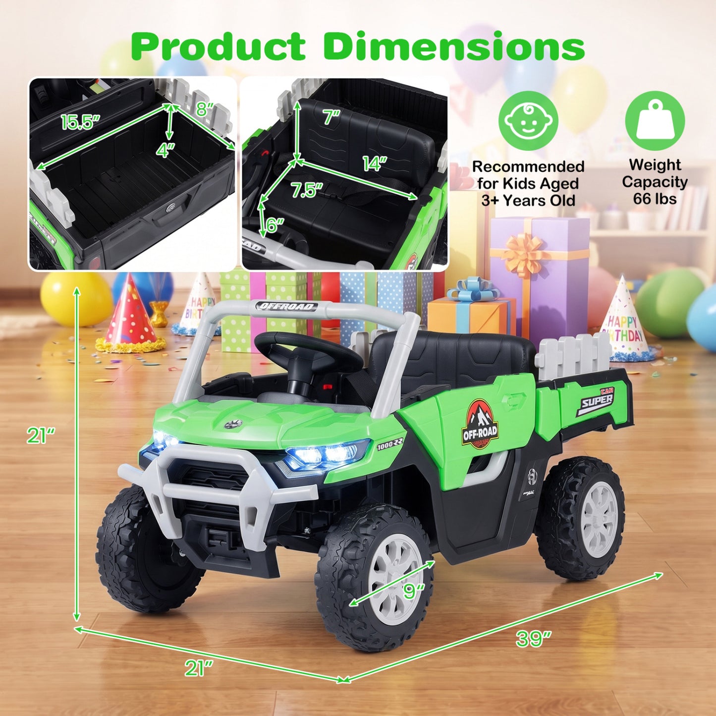 24V Ride On Dump Truck with Remote Control and Music
