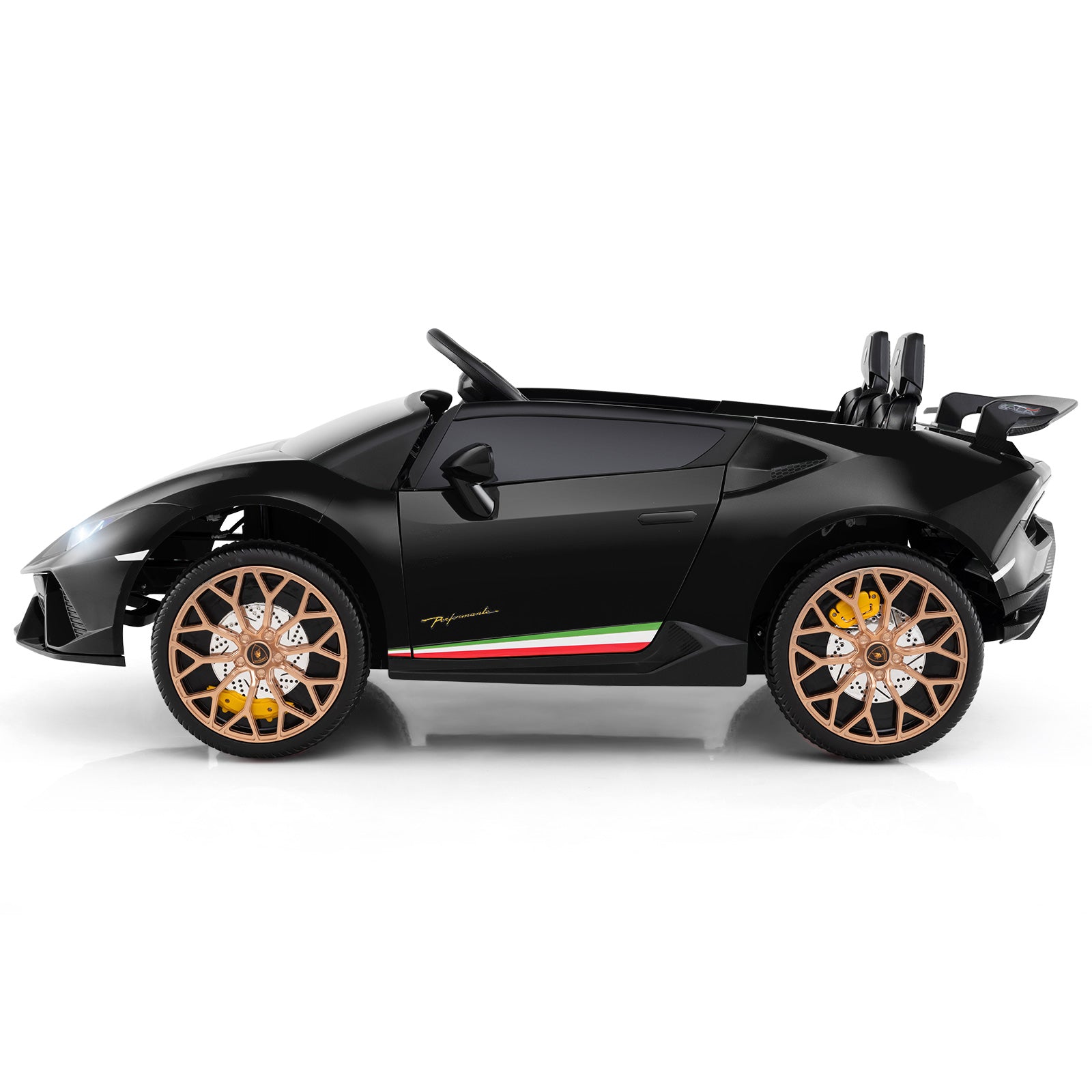 24V Ride-on Car for Kids 4WD 2-Seater Licensed Lamborghini Electric Vehicles with Music-Black