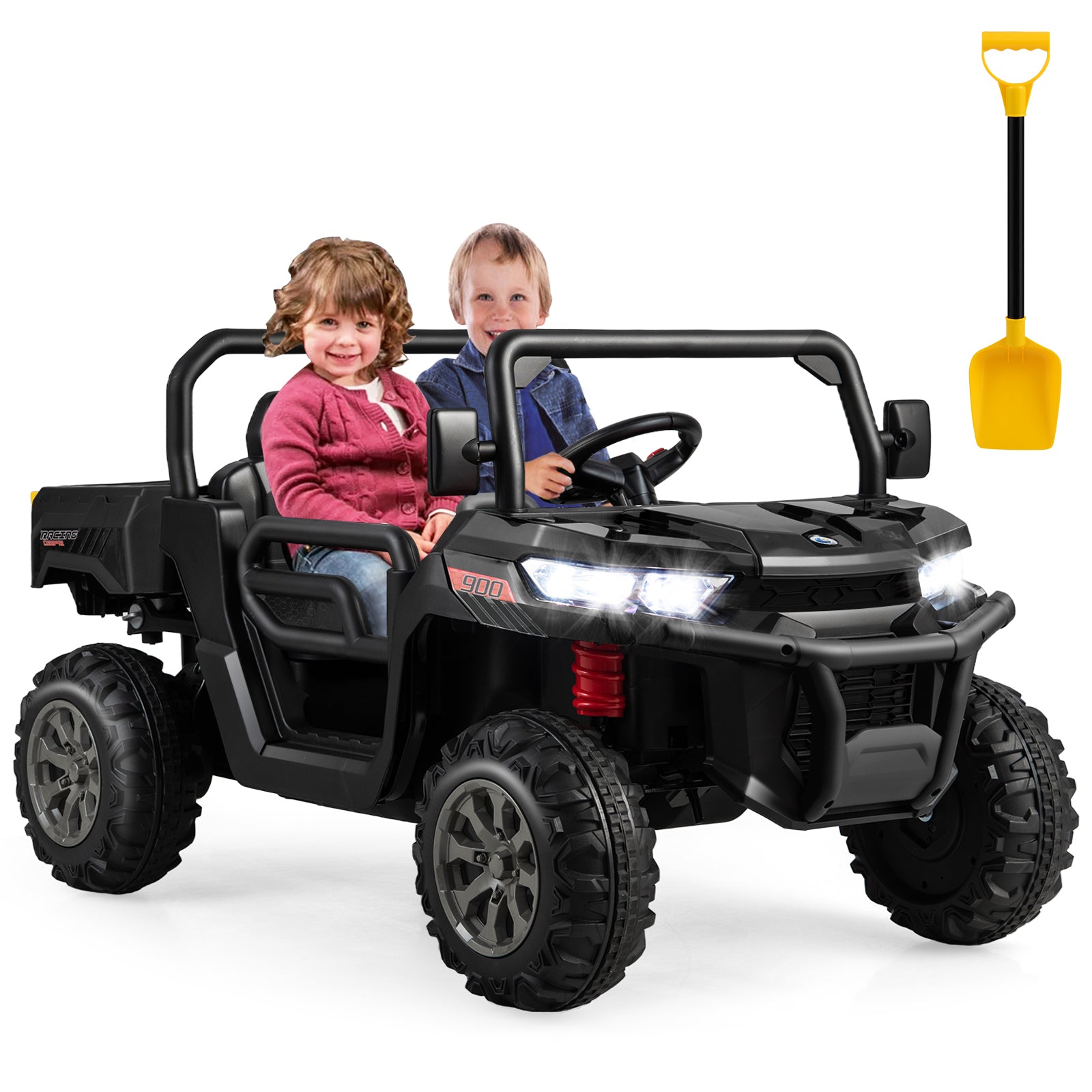 24V Ride On Kids Car with Dump Bed and Remote Control-Black - Black