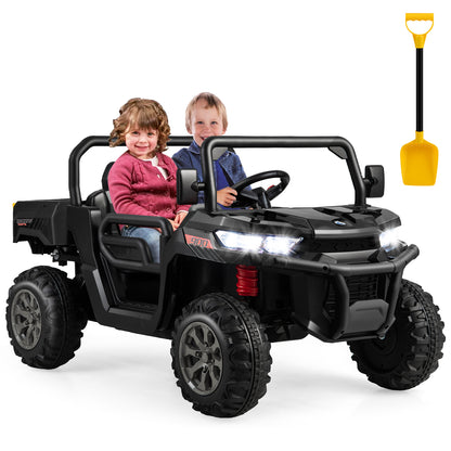 24V Ride On Kids Car with Dump Bed and Remote Control-Black - Black