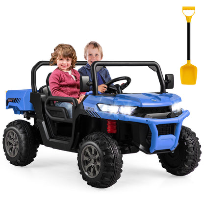 24V Ride On Kids Car with Dump Bed and Remote Control-Black - Navy