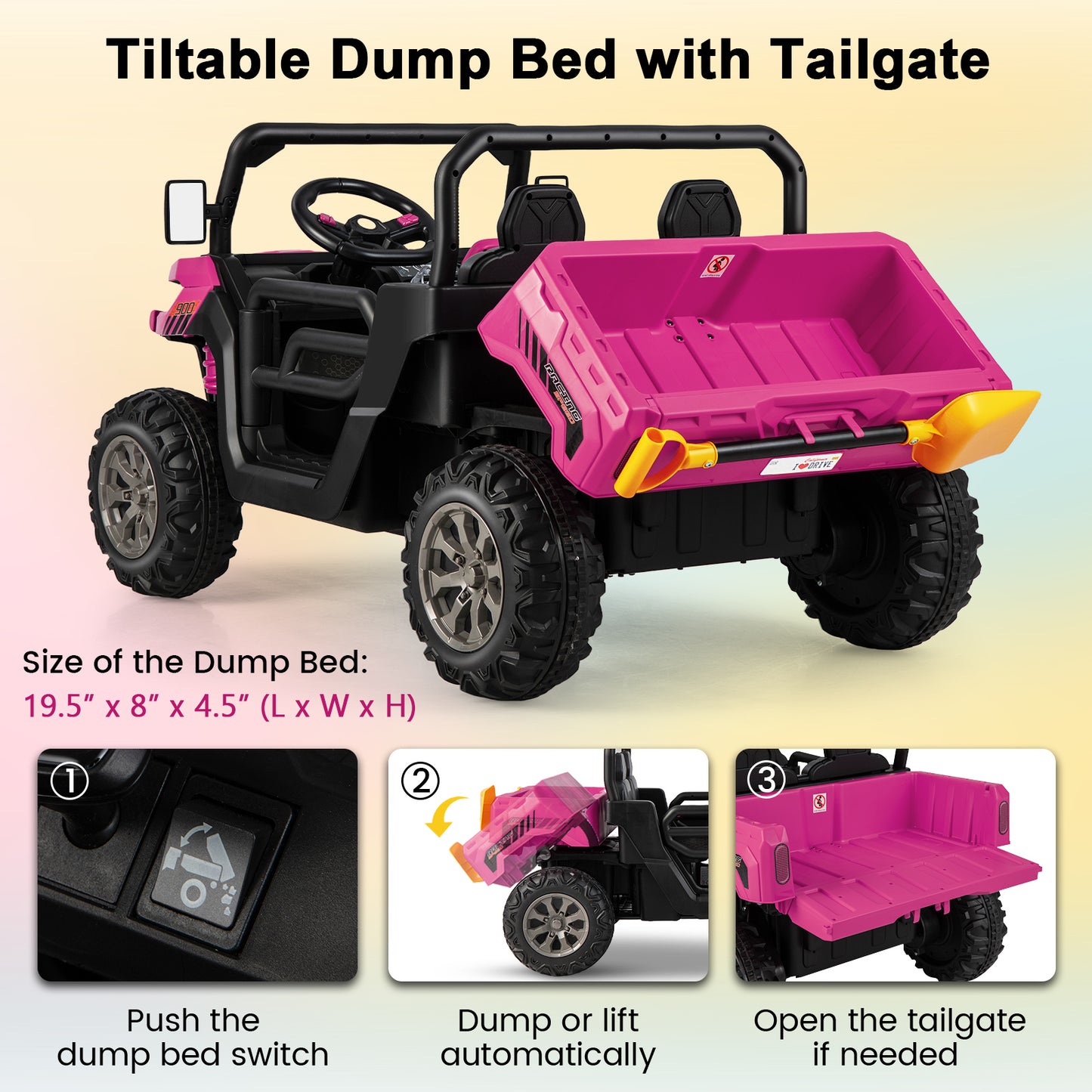 24V Ride On Kids Car with Dump Bed and Remote Control