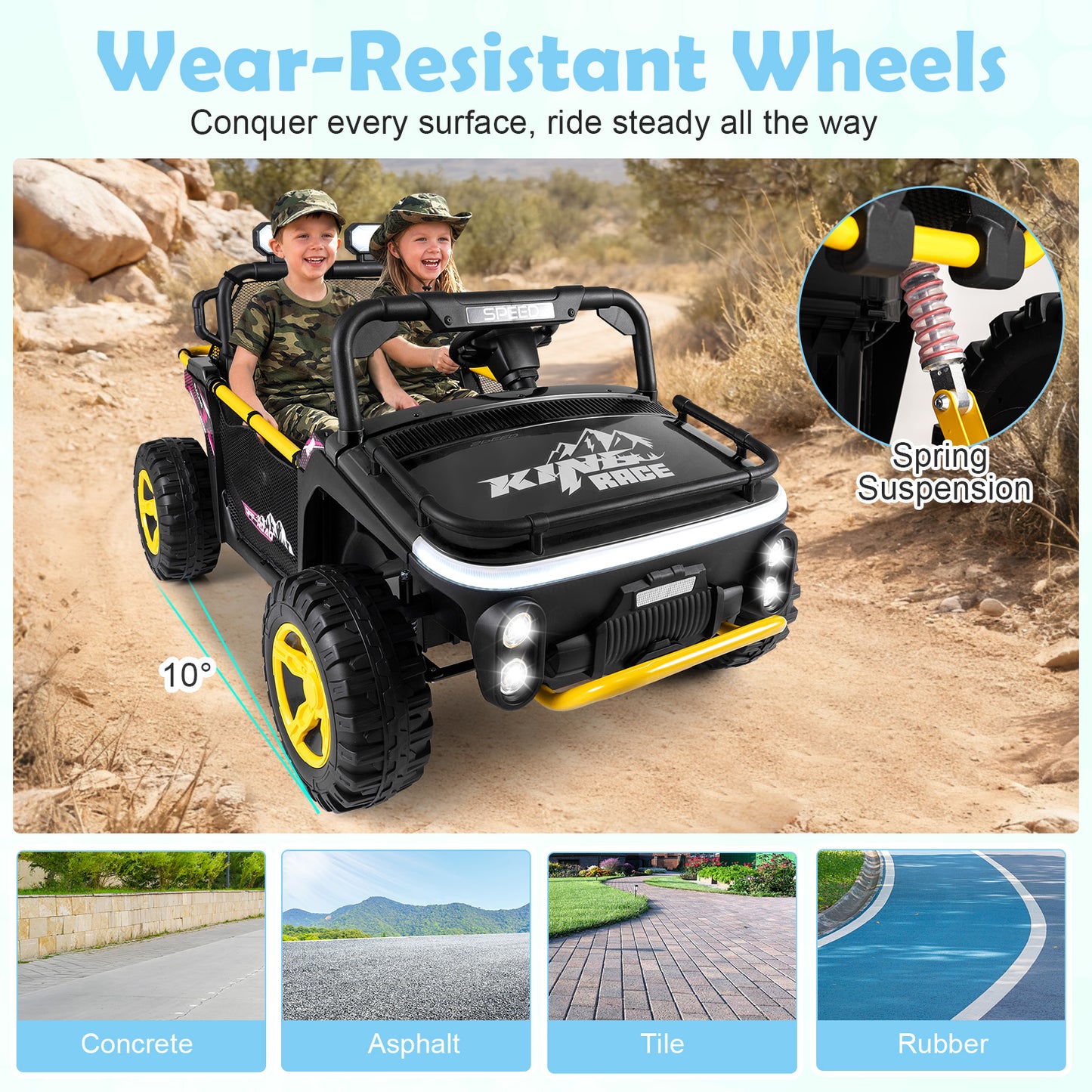 24V Ride on Toy for Kids 2 Seater Ride on Truck Car with Horn Music Story-Black