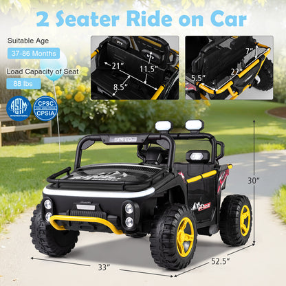 24V Ride on Toy for Kids 2 Seater Ride on Truck Car with Horn Music Story-Black